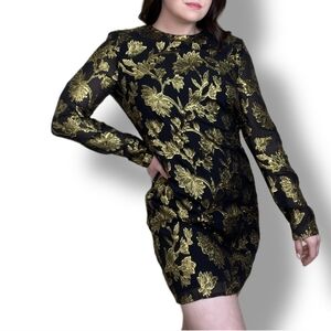 Equipment Femme Gold/Black Sheath Mini Dress